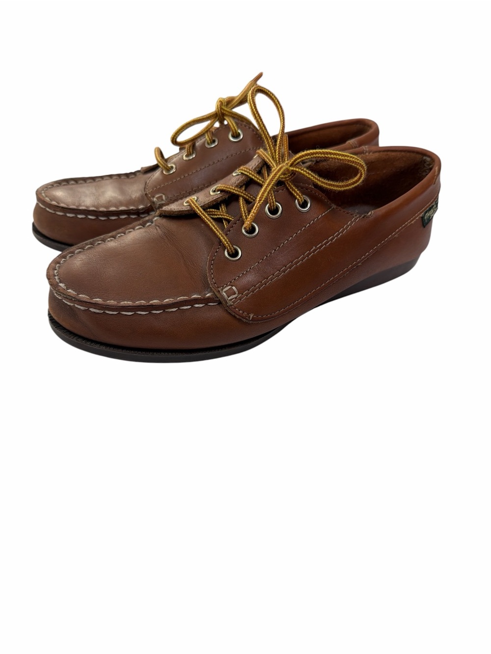 Vintage Timento Brown Leather Boat Shoes Moc Toe Lace-Up Loafers Size 6.5